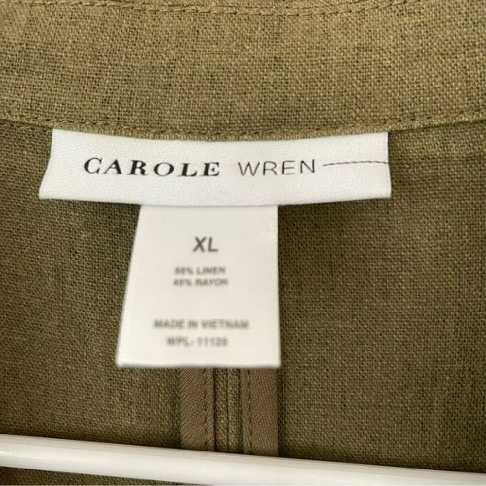 Carol Wren Jacket Size XL Linen Olive Green Lightweight - Picture 5 of 5